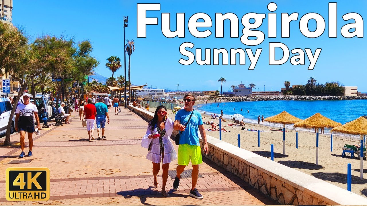 Walking Tour of Fuengirola Paseo Maritimo - Sunny, Hot Day in May 2023 (4K Ultra HD, 60fps)