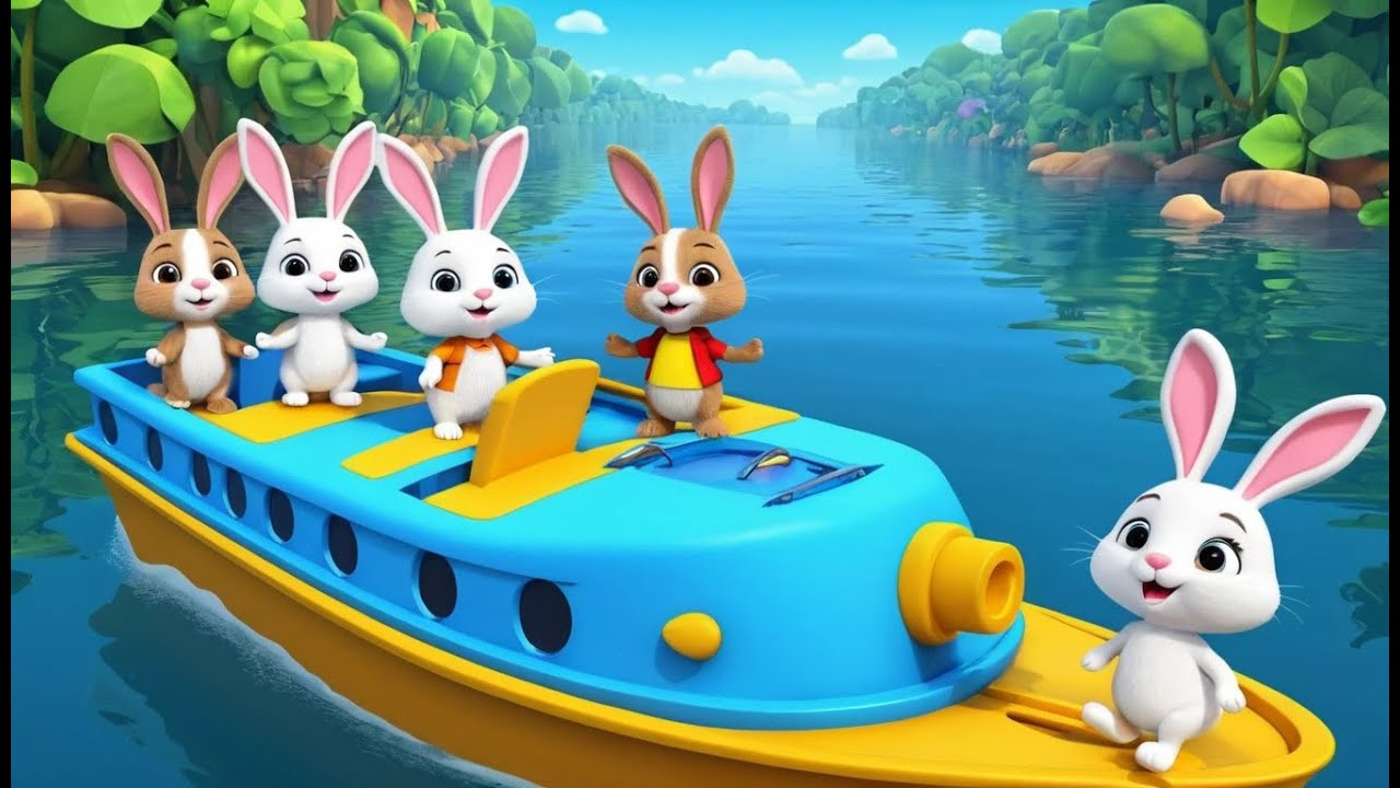 Baby Boat Floats a Family of Bunnies | Cute and Fun Kids Nursery Rhyme Animation