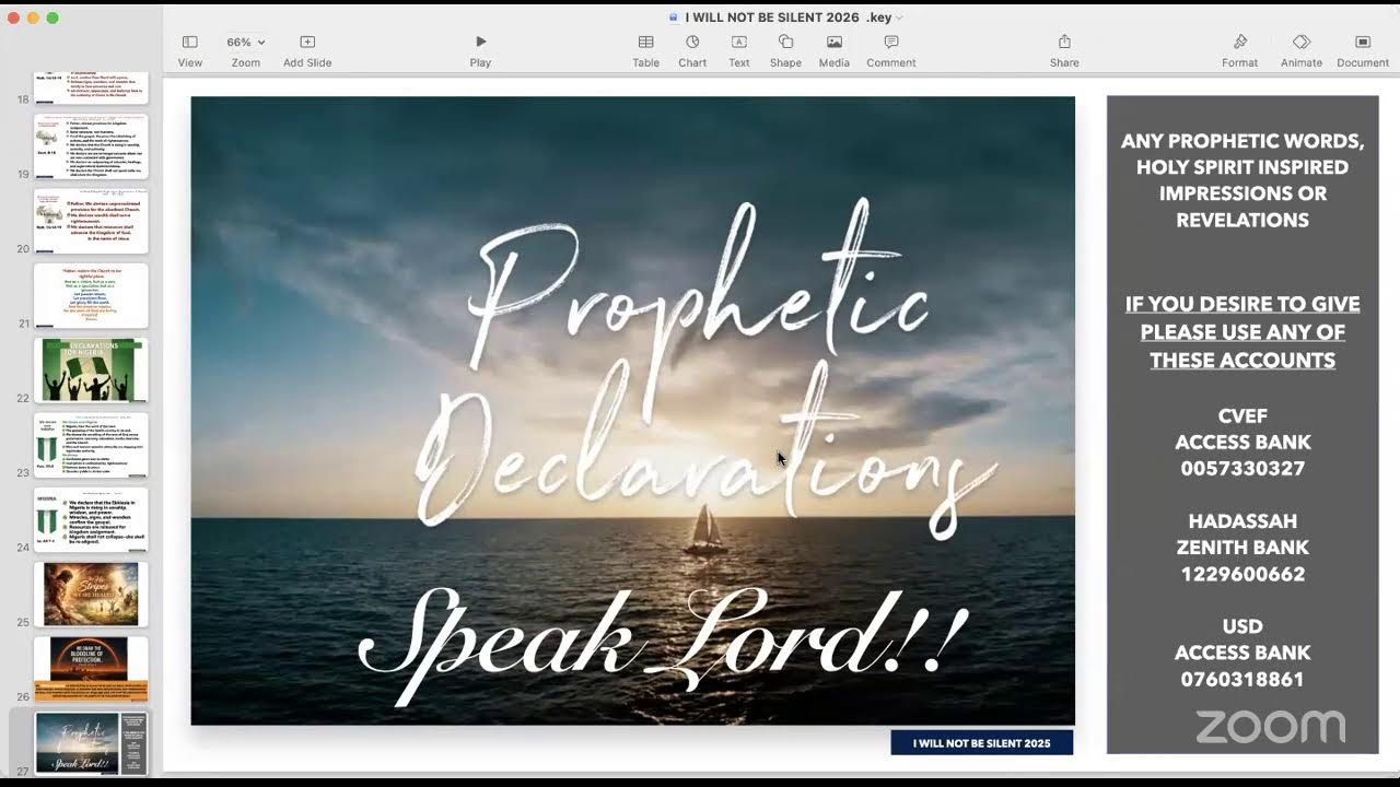 I WILL NOT BE SILENT - ON LINE PROPHETIC PRAYERS - 2026 - MANIFESTATION