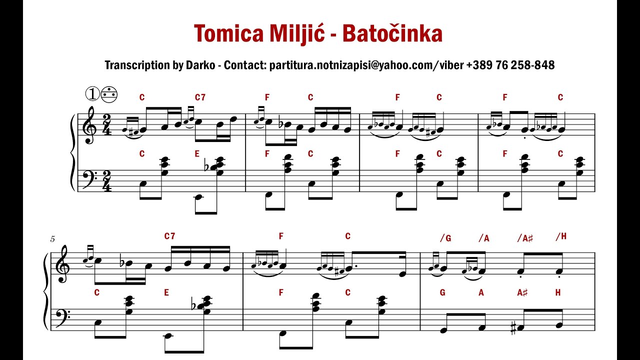 [Notni zapis za harmoniku] Tomica Miljić - Batočinka