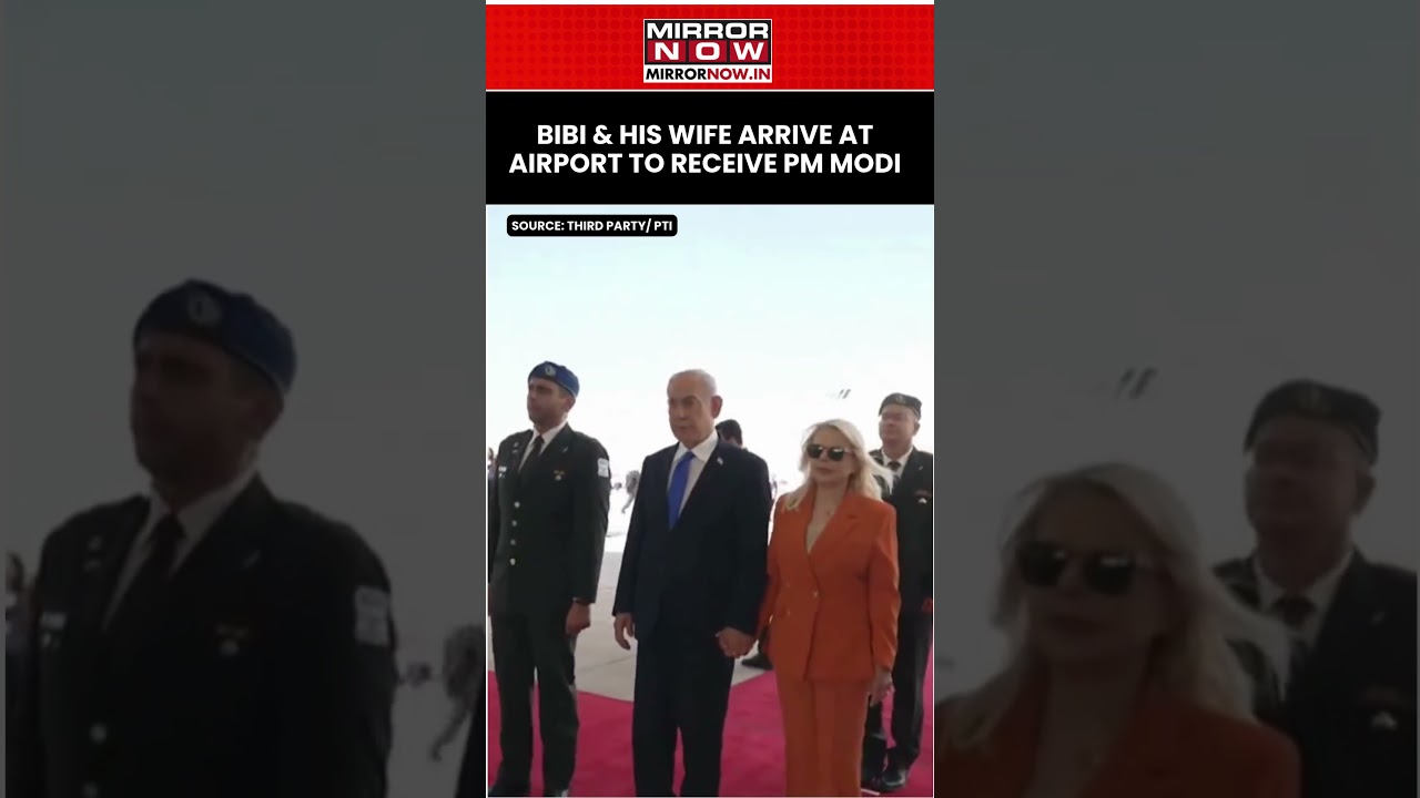 Israel PM Benjamin Netanyahu & His Wife, Sara Arrive At Airport To Receive PM Modi #shorts