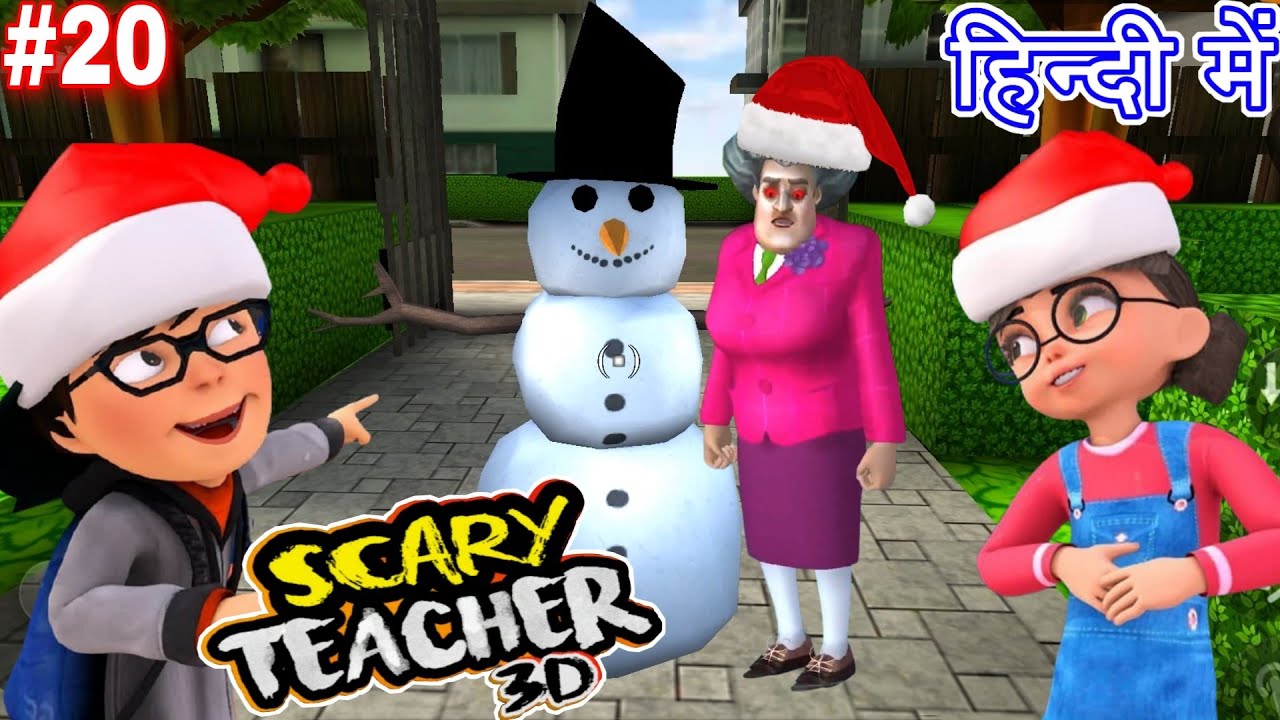 Miss T का Cute SnowMan ☃️ by Game Definition Special Chapter in Hindi #20 Scary Teacher 3D Spider