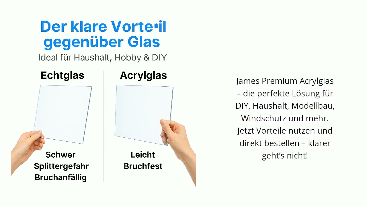 Acrylglas PMMA 2–10 mm | CNC Zuschnitt nach Maß  Glasklare, UV-beständige, stabile Kunststoffplatte