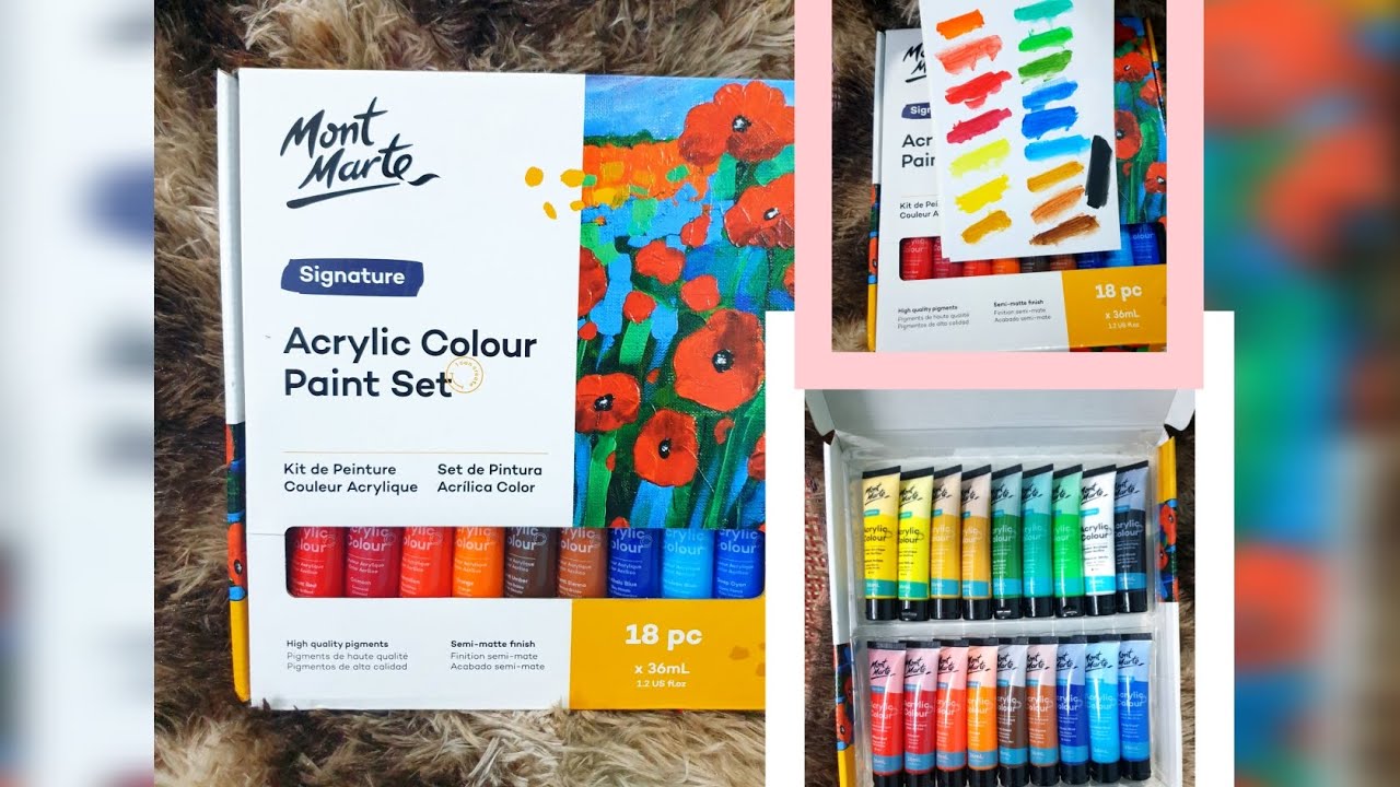 MONT MARTE ACRYLIC COLOUR PAINT SET REVIEW & SWATCHES| ACRYLIC COLOUR FOR BEGINNERS| #artsupplies