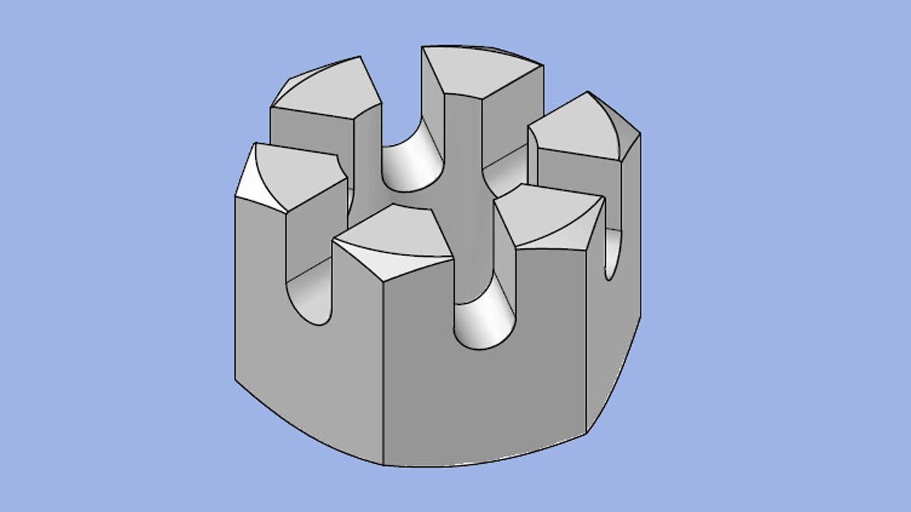Making M10 Metric slotted Nut in AutoCAD 3D