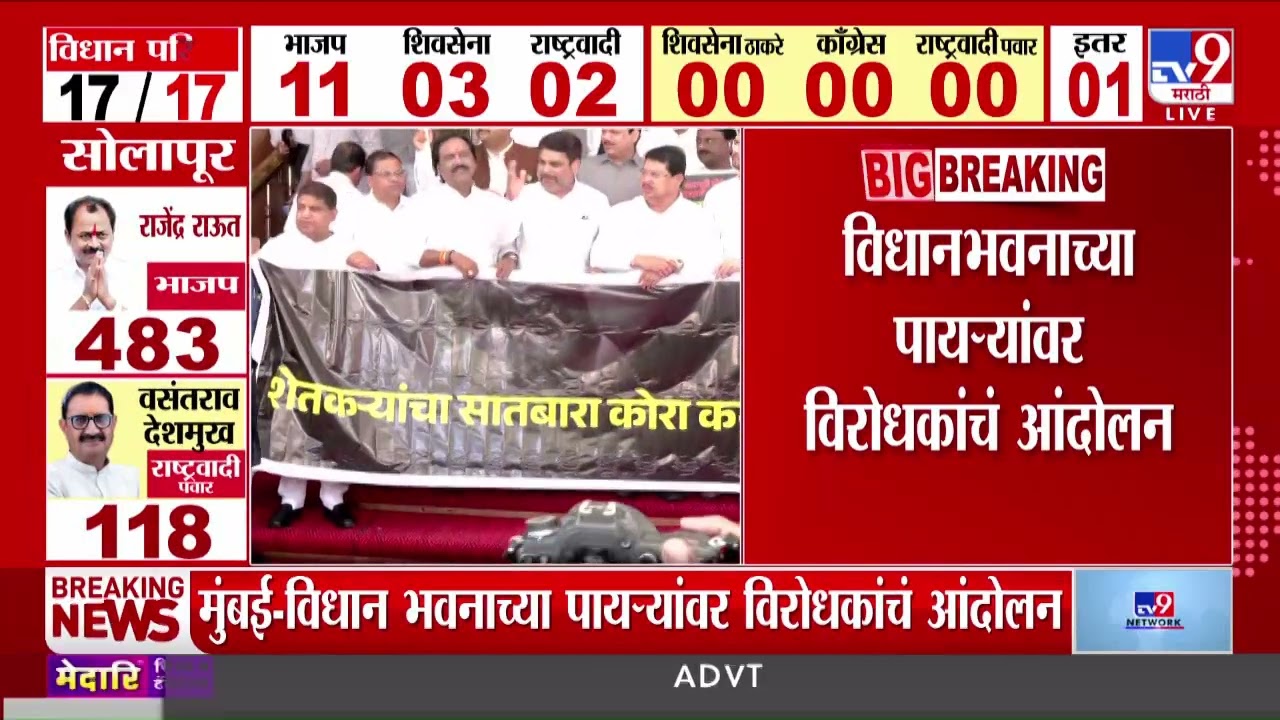 Opposition Andolan At Vidhan Bhavan | विधान भवनाच्या पायऱ्यांवर विरोधकांचं आंदोलन