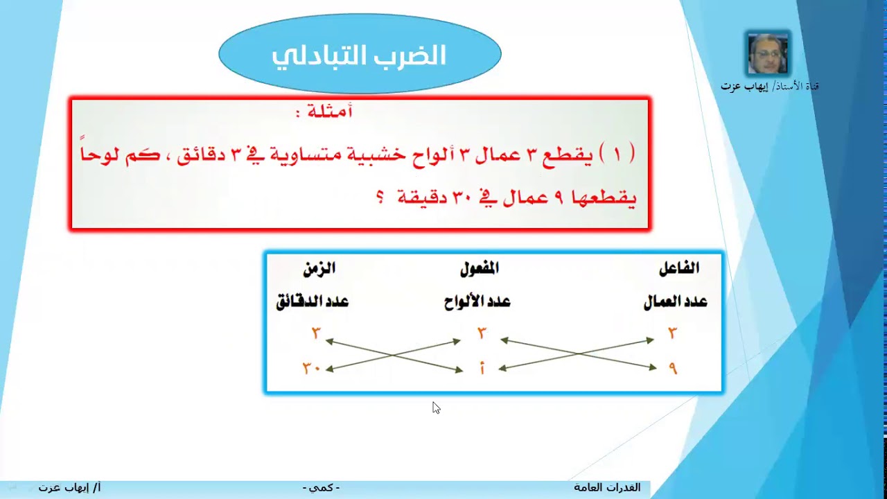 القدرات العامة - كمي 10 - الضرب التبادلي