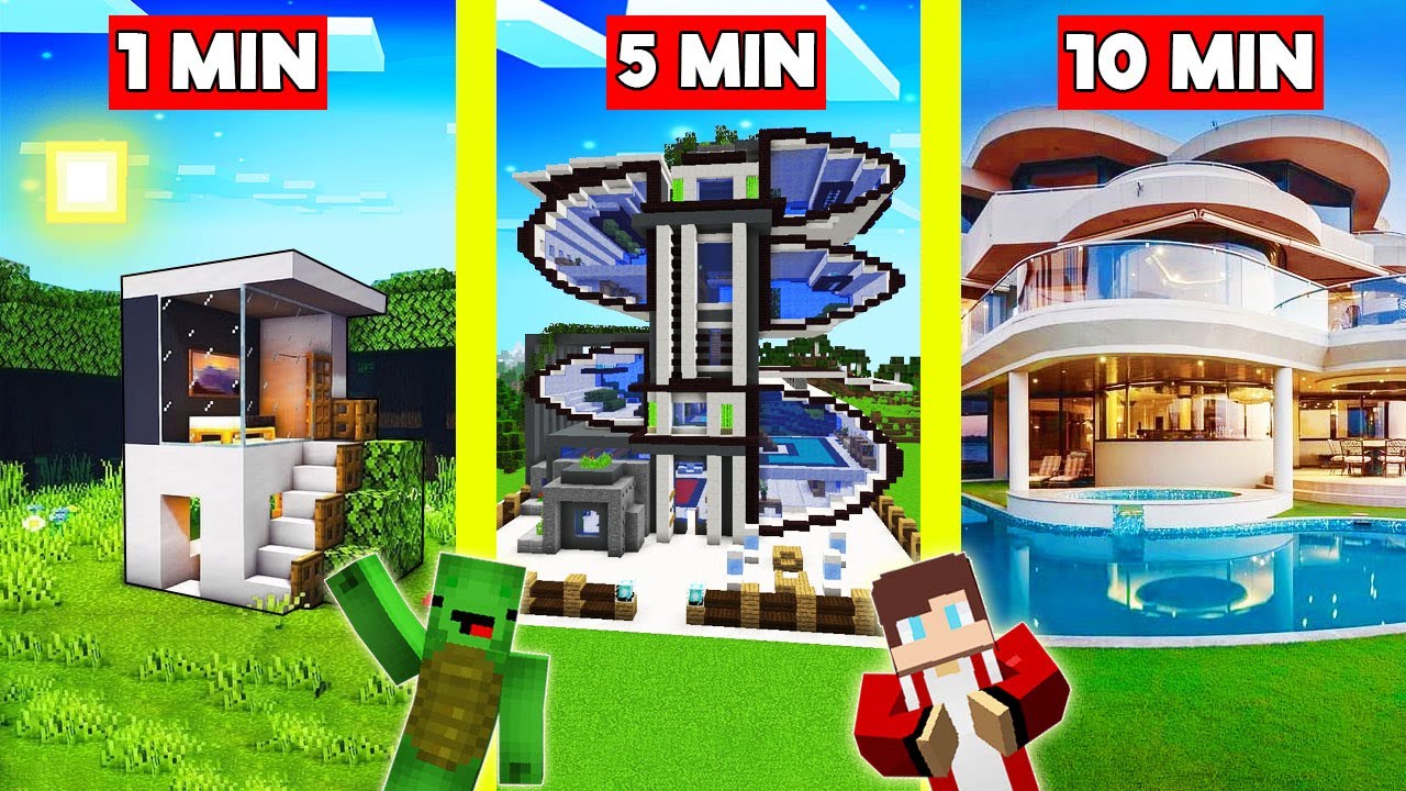БОГАТЫЙ СОВРЕМЕННЫЙ ДОМ: битва в Minecraft — ИСПЫТАНИЕ НУБА ПРОТИВ ПРОФИ — пародия на Maizen Mize...