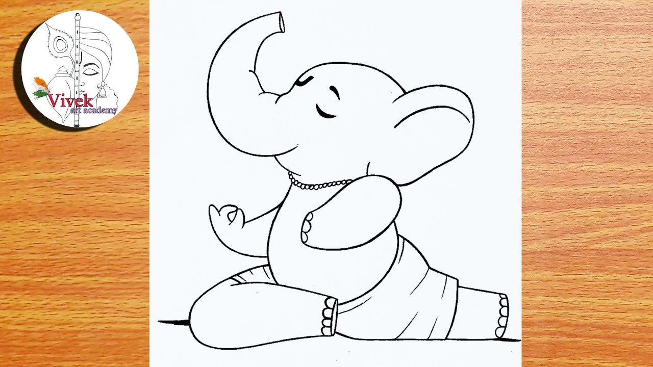 How to Draw Ganpati Bappa doing Yoga | Easy Drawing | Ganesh Ji Drawing