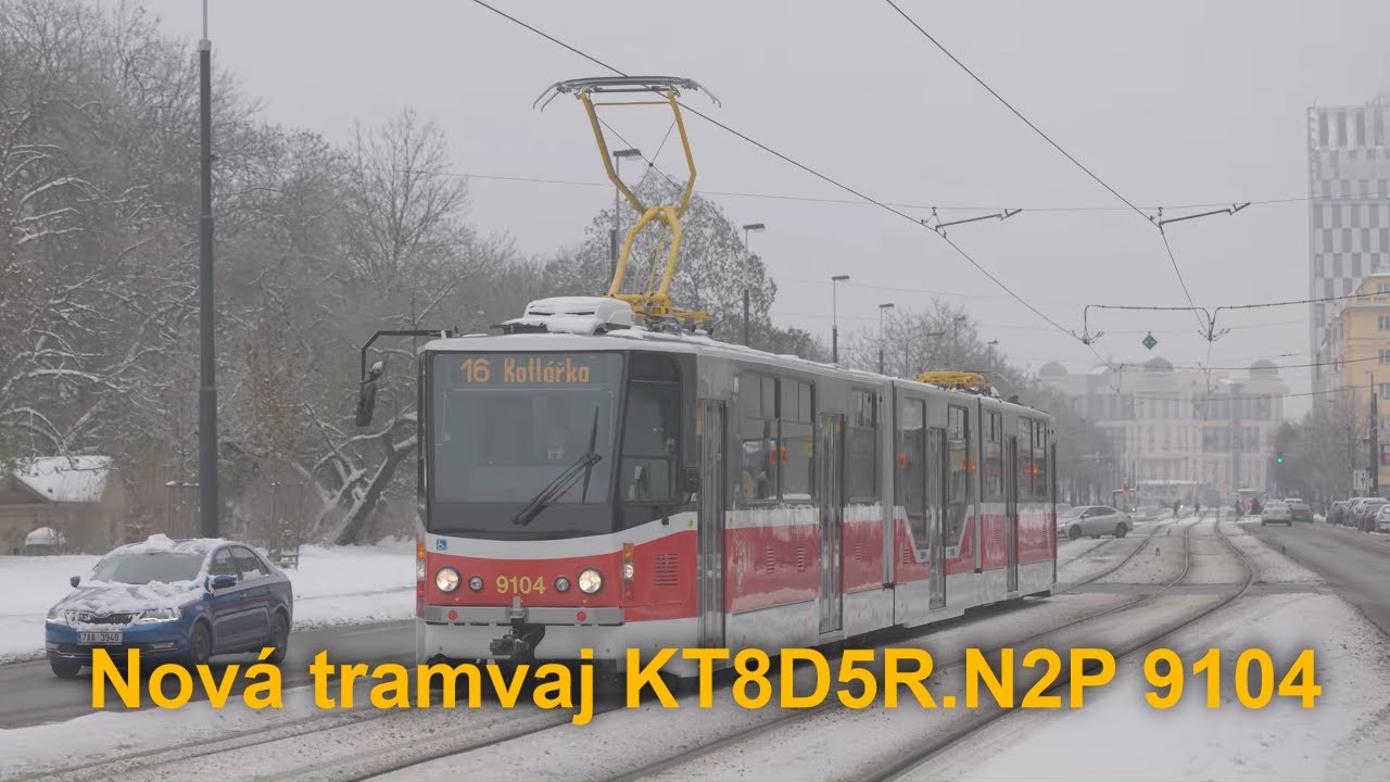 První den provozu nové tramvaje KT8D5R.N2P 9104, 18.12.2022 | 4K HDR