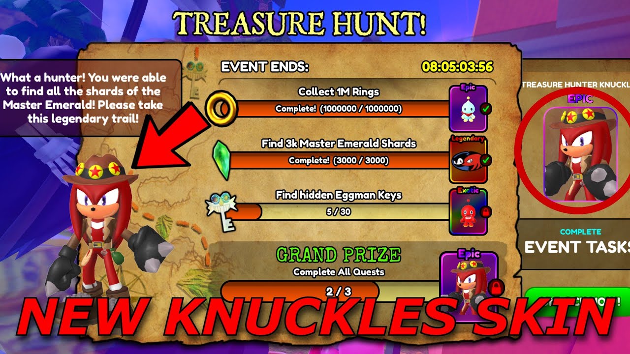 How to UNLOCK NEW TREASURE HUNTER KNUCKLES SKIN in Sonic Speed Simulator [Roblox]