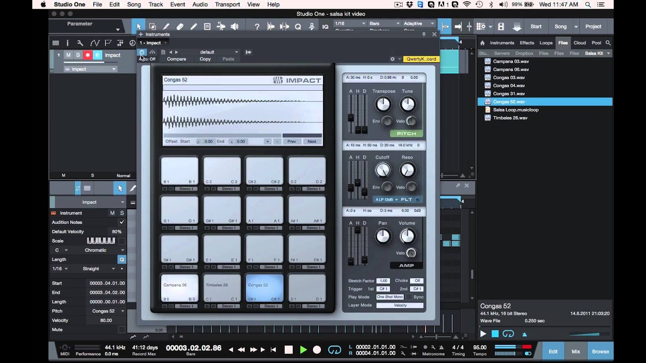Creando base de salsa en Studio One 3