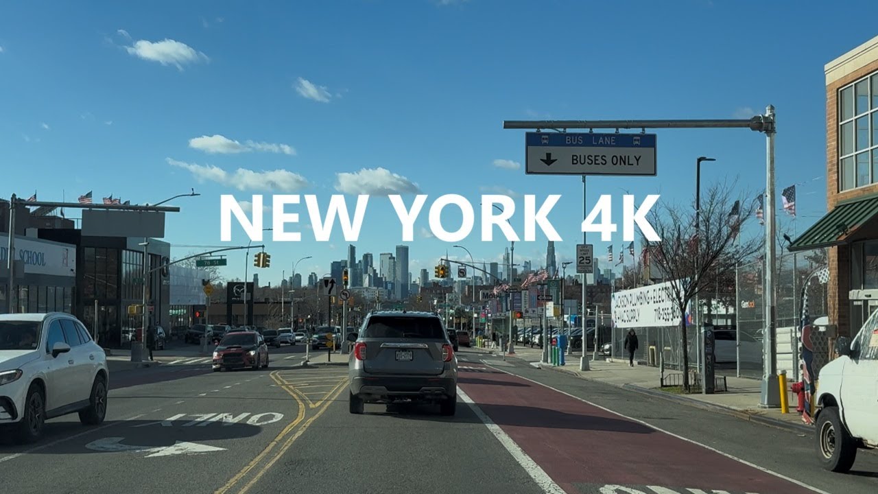 4K New York - Driving tour of Queens ( Northern Blvd )