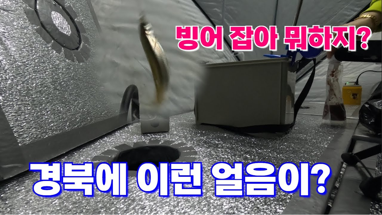 경북에 빙어 낚시터에 얼음이 이렇게 두꺼운데가 있다고? #빙어낚시 #얼음낚시