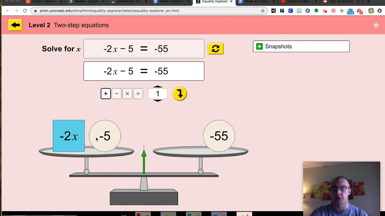 Instructions on Equation Builder (Phet Simulator)