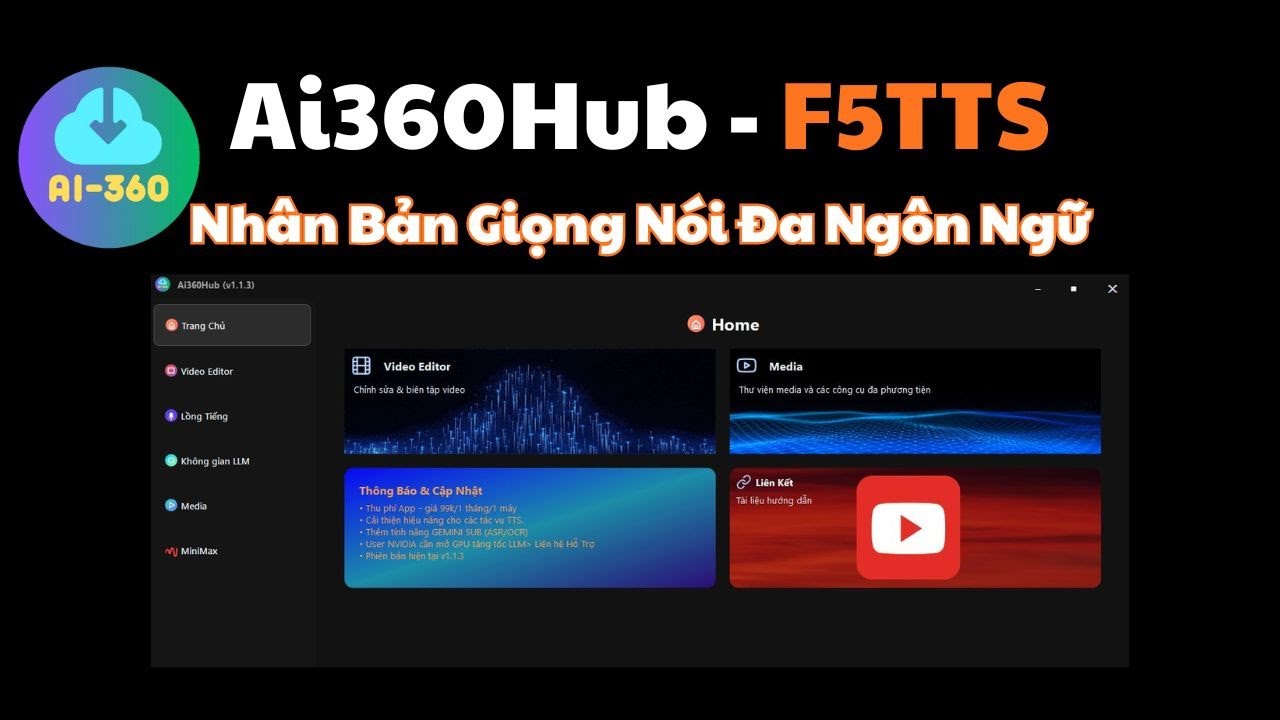 AI360Hub  - Tích Hợp F5TTS VoiceClone cục bộ với Model tự chọn - Đa ngôn ngữ.