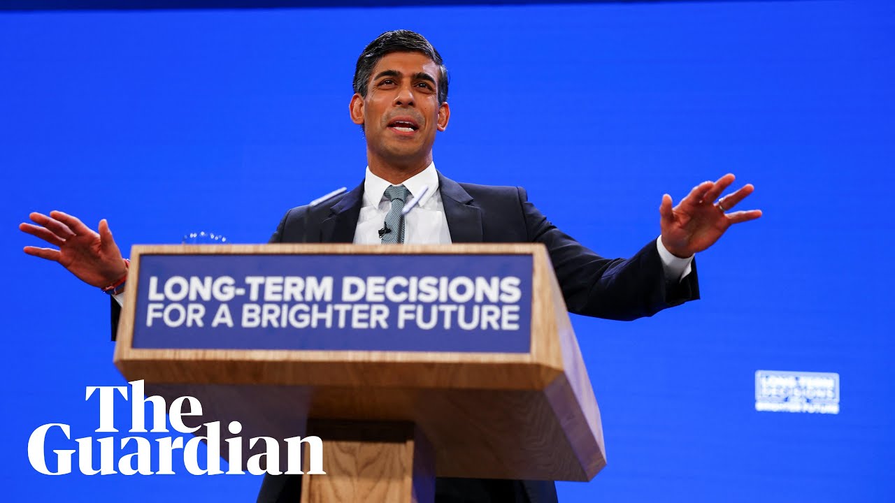 Rishi Sunak closes annual conservative party conference with HS2 announcement – watch live