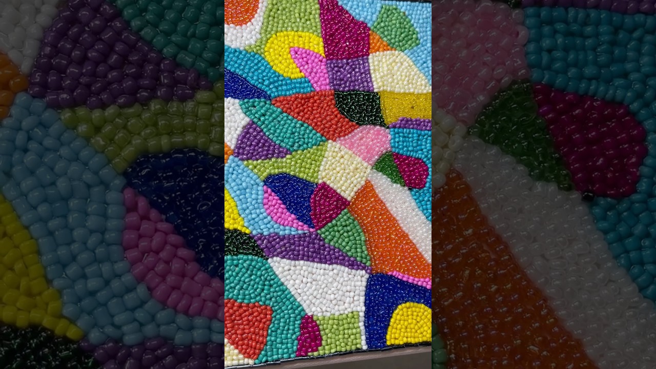 Filled a Canvas with Beads 🎨Mosaic #shorts #artandcraft #craftideas #satisfying #craft #time #cool