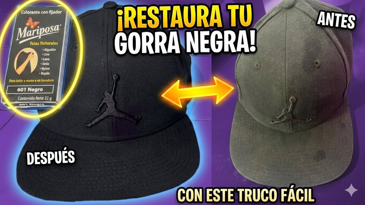 CÓMO LAVAR Y RESTAURAR UNA GORRA NEGRA ✨