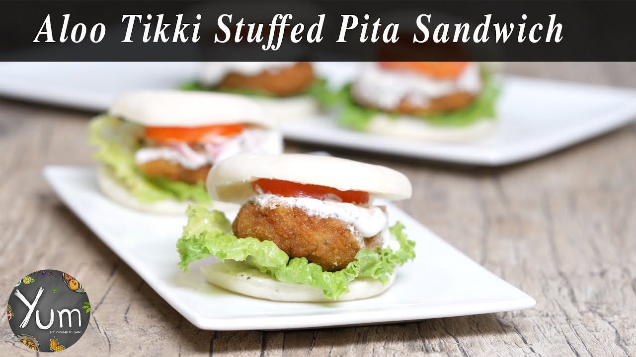Aloo Tikki Stuffed Pita Sandwich