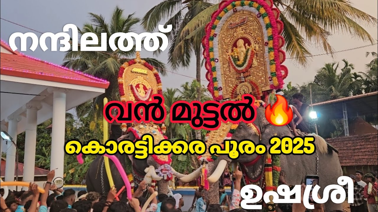 |നന്ദിലത്തും ഉഷശ്രീയും വൻ മുട്ടൽ 🔥😱| Korattikara Pooram 2025 🔥|Elephant🔥|