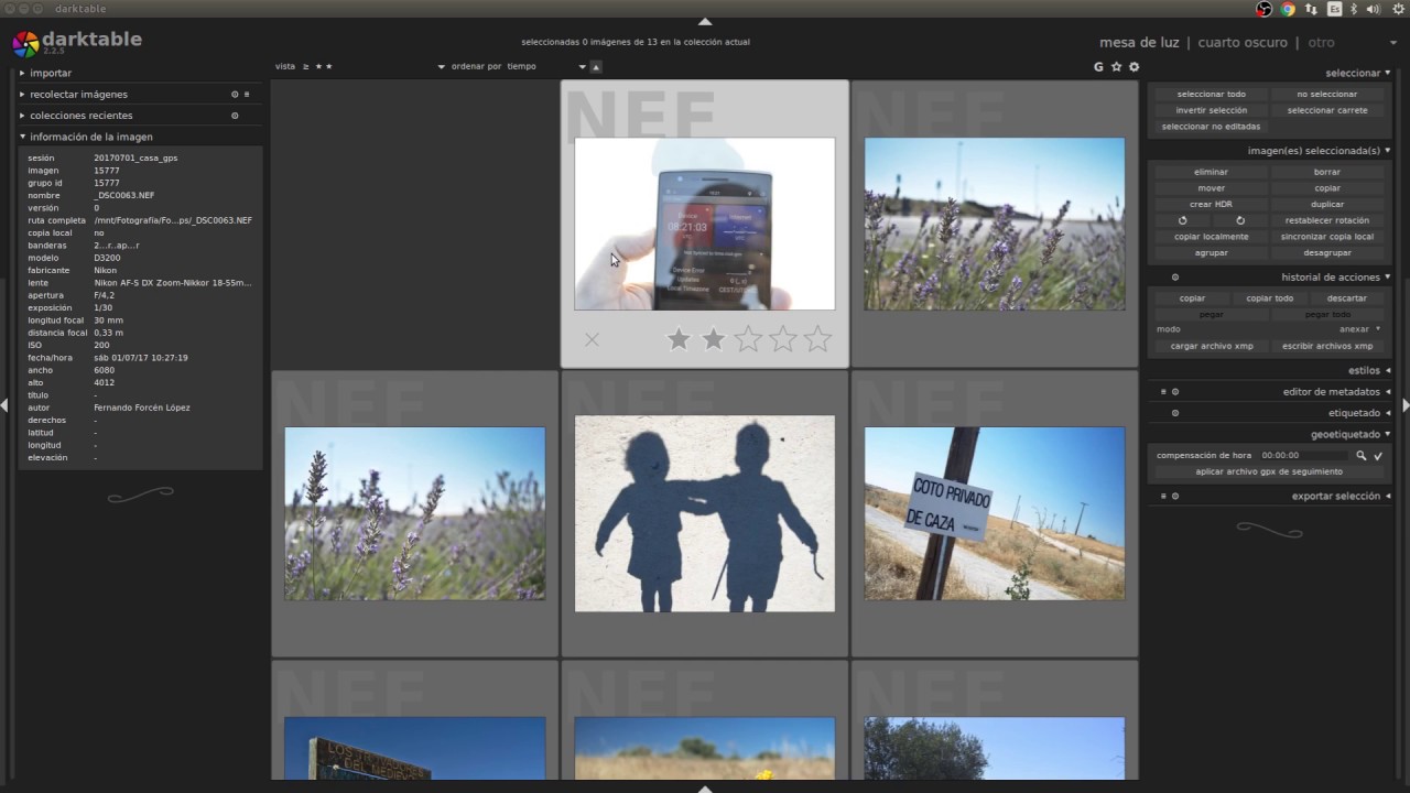 Geoposicionar fotos con Darktable y un móvil