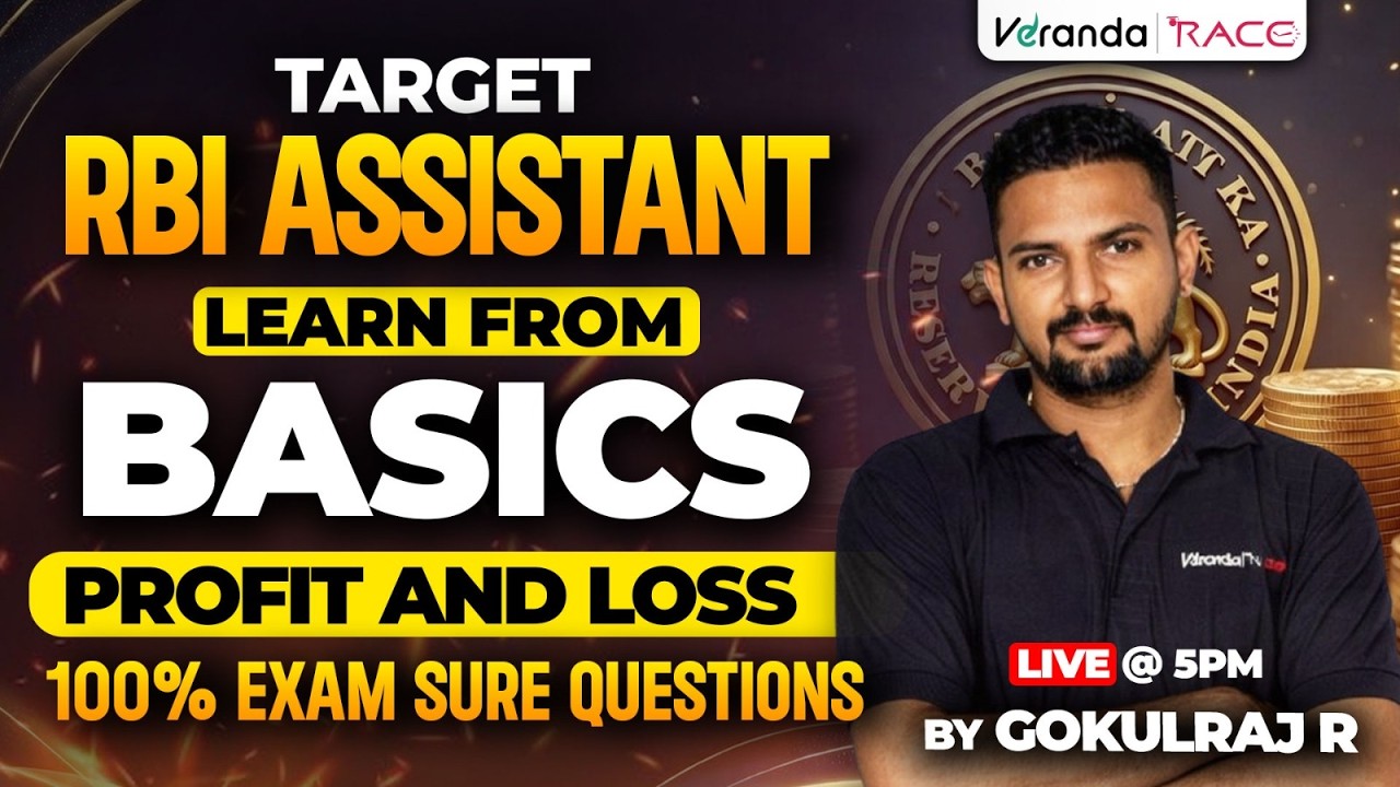 TARGET RBI ASSISTANT| LEARN FROM BASICS| PROFIT AND LOSS| 100% EXAM SURE QUESTION| BY GOKULRAJ R SIR