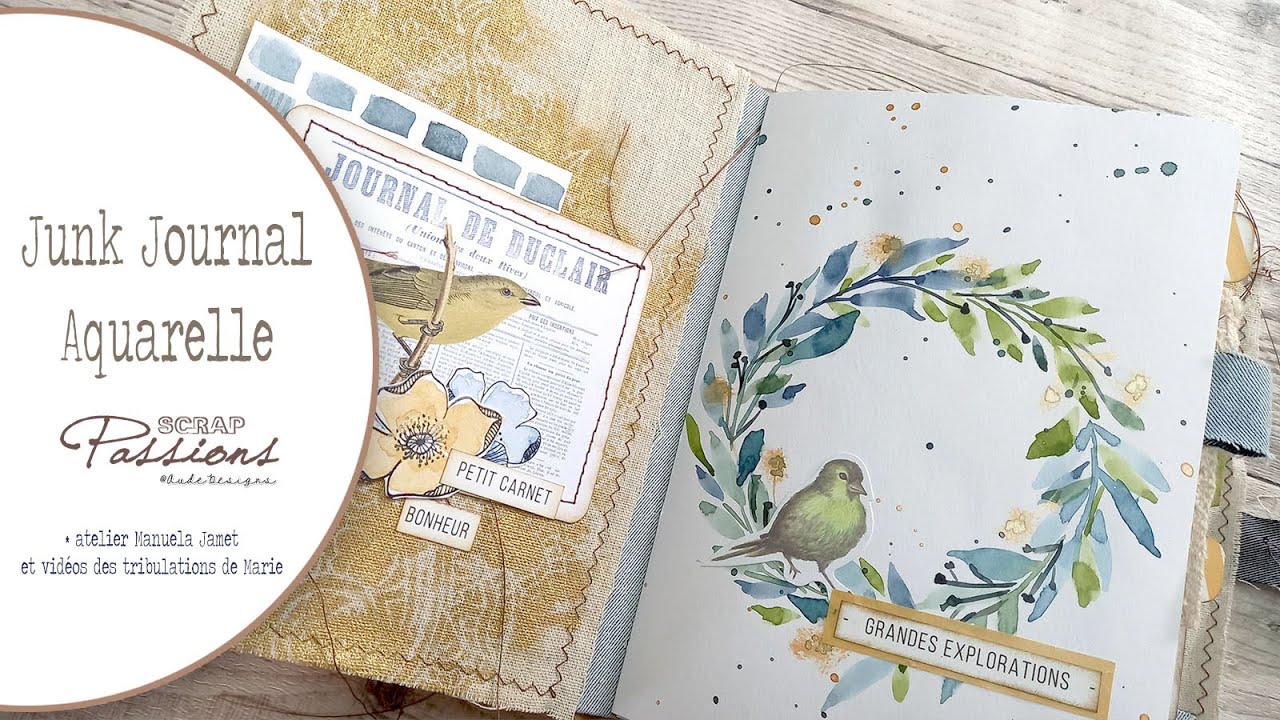 Flip through Junk Journal et Aquarelle ( Atelier Manuela )