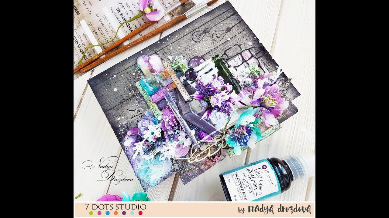 Step-by-step tutorial Mixed media canvas designed for 7Dots Studio