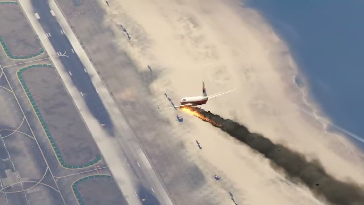 Malaysian Boeing 737 Insane Hard Landing  !  - GTAV 