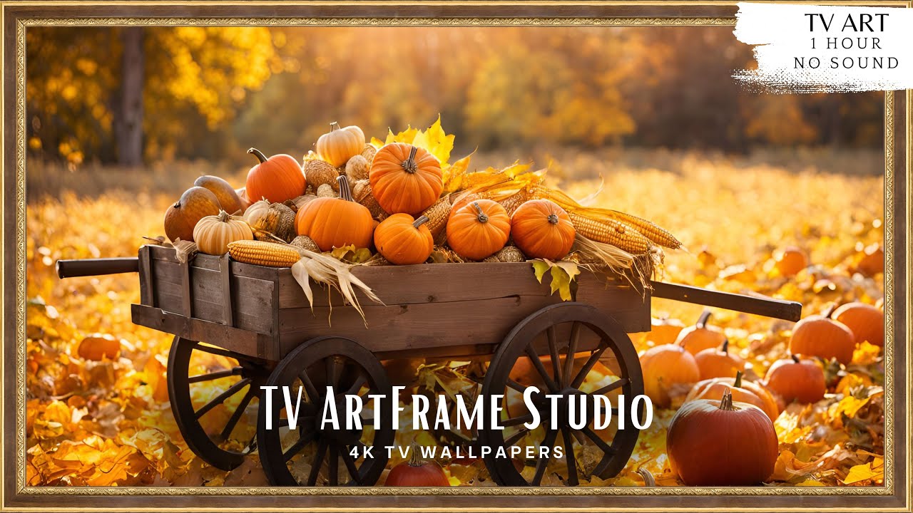 4K Frame TV Art Autumn Pumpkin Wagon | TV Background | Screensaver Wallpaper