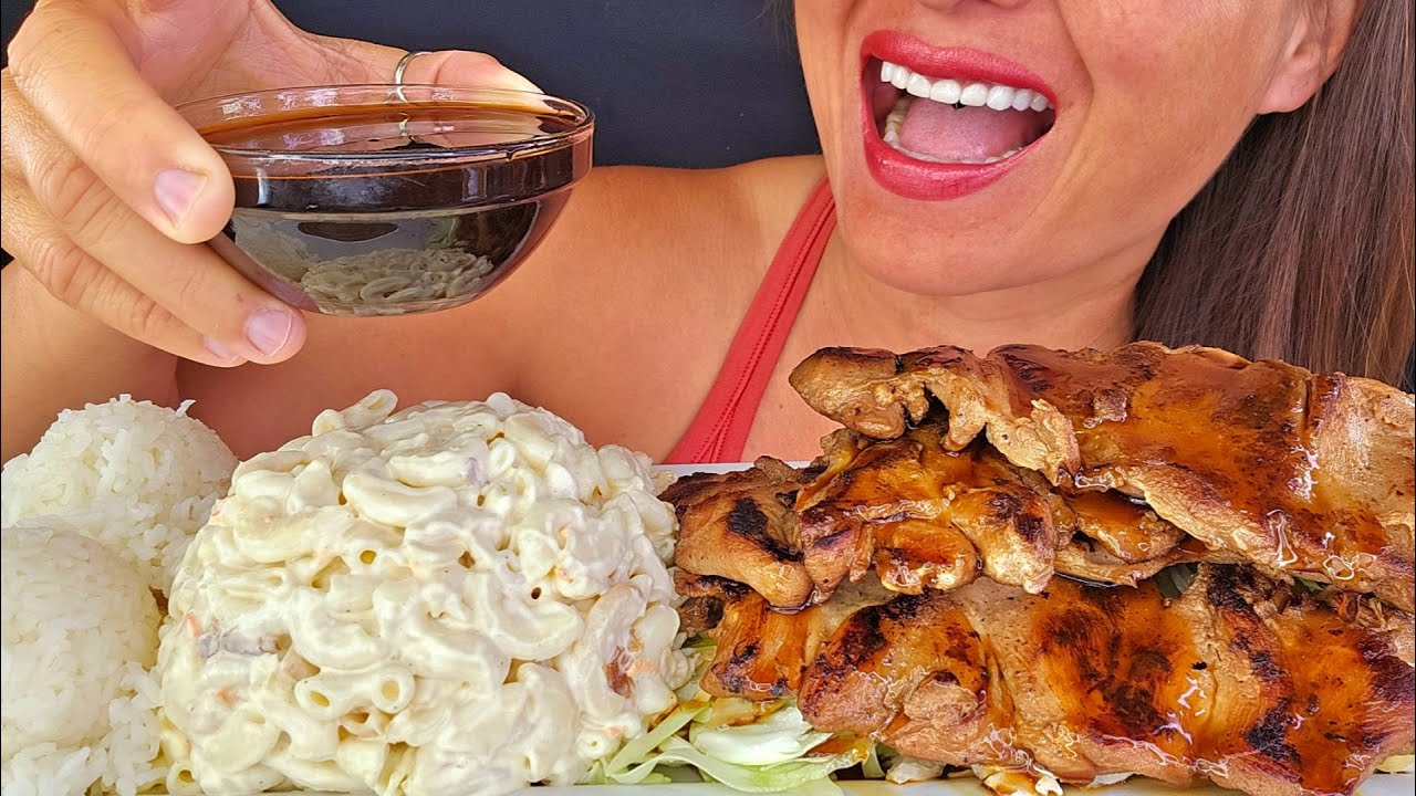 L&L HAWAIIAN BBQ!  MAC & CHEESE TERIYAKI CHICKEN ASMR OMAD EATING BIG BITES