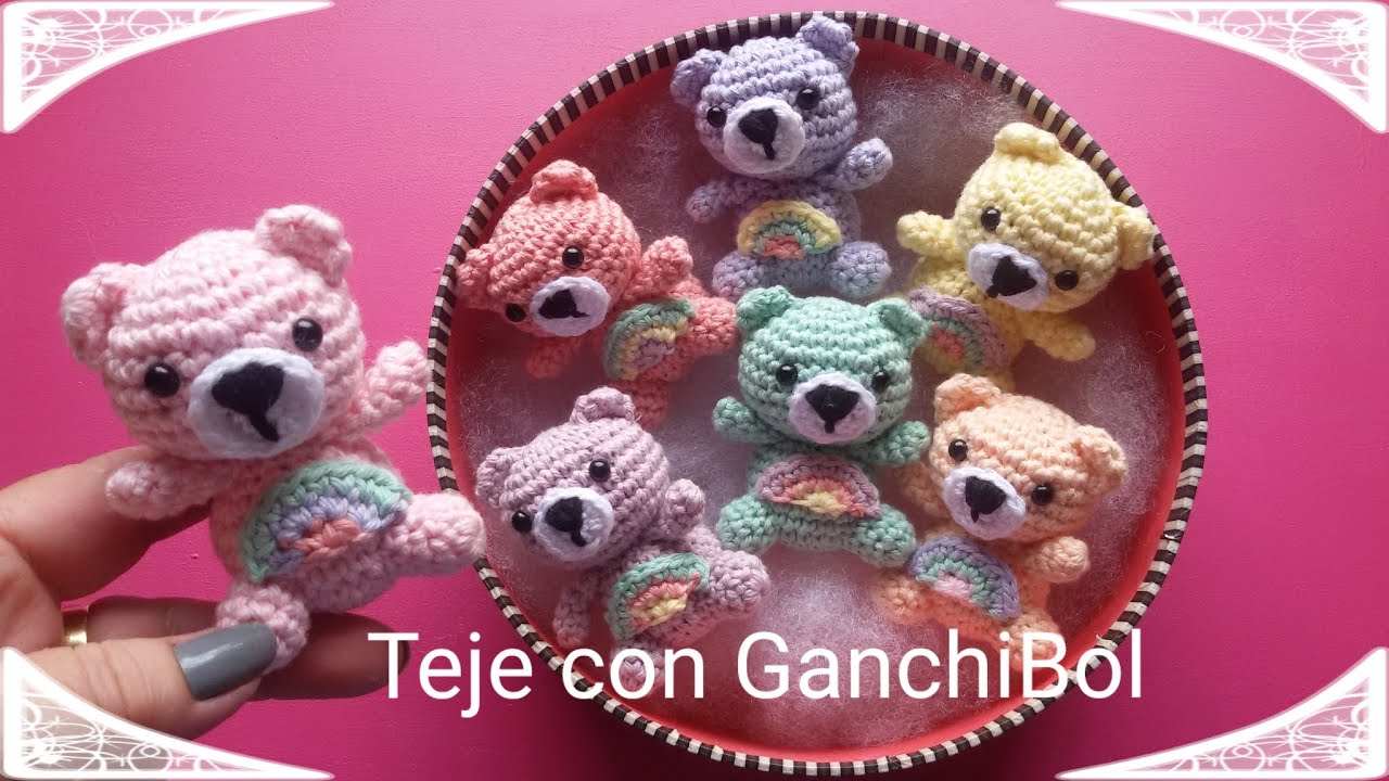 Ositos Arcoíris !!!!! Celebramos los 70.000 suscritores !!!!!! Teje con GanchiBol  un mini amigurumi