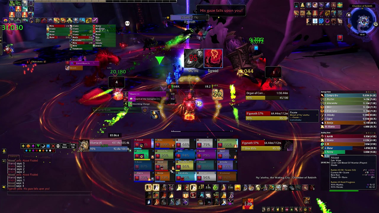 Il'gynoth, Corruption Reborn Ny'alotha Raid Mythic Guild Epic Wipe - Ragnaros holy paladin pov