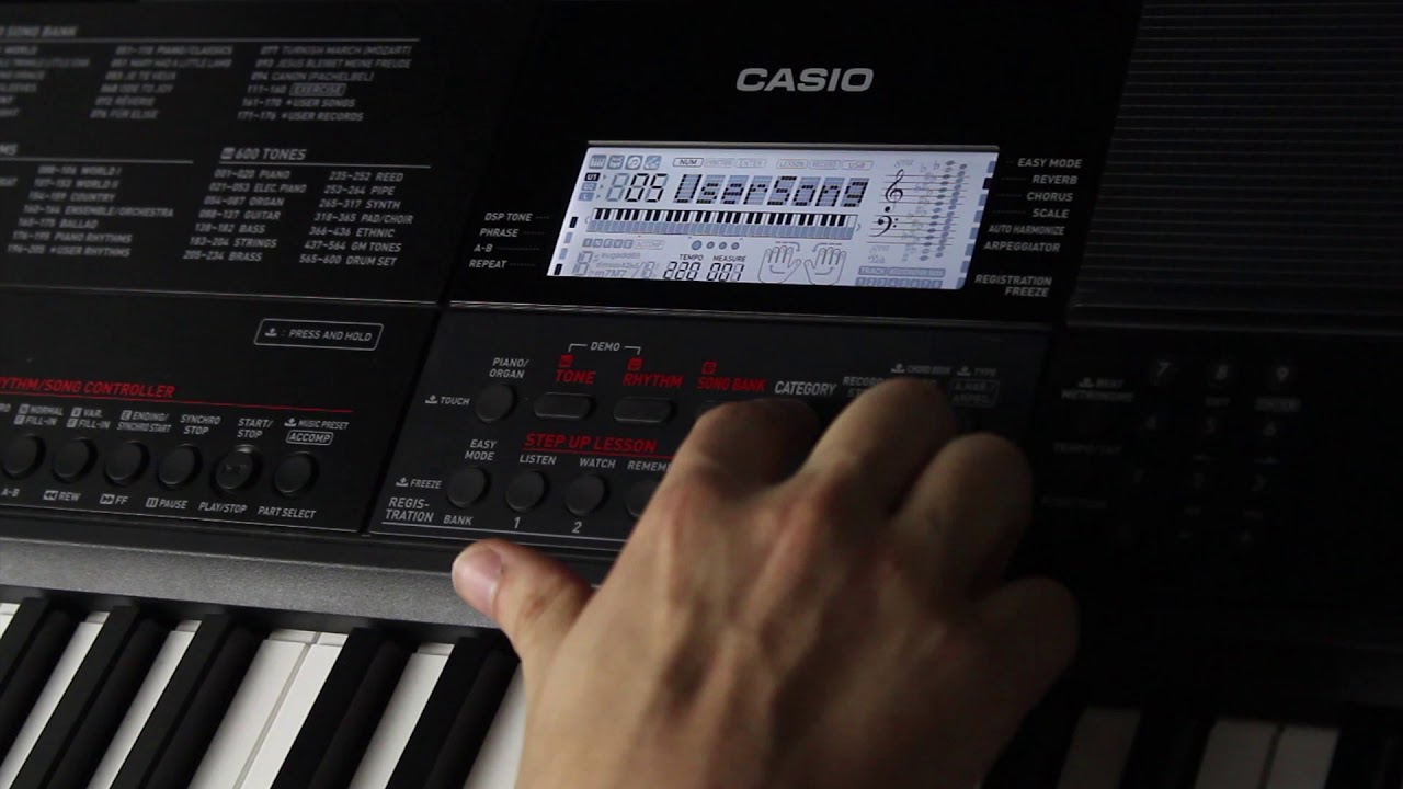 Casio CT X700 Song Mode Tutorial Part 1-1: Song Selection and Playback Controls