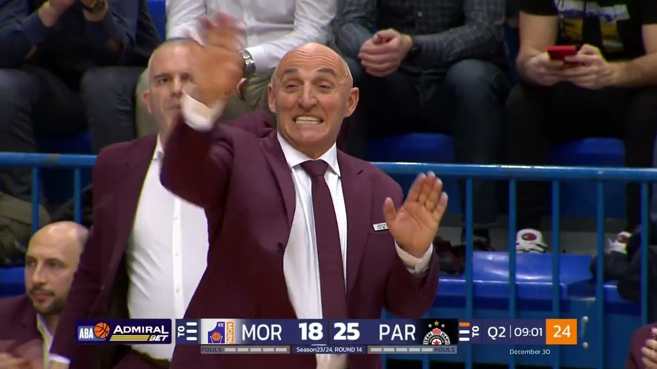 AdmiralBet ABA League 2023/24 highlights, R14: Mornar-Barsko zlato – Partizan Mozzart Bet (30.12.23)