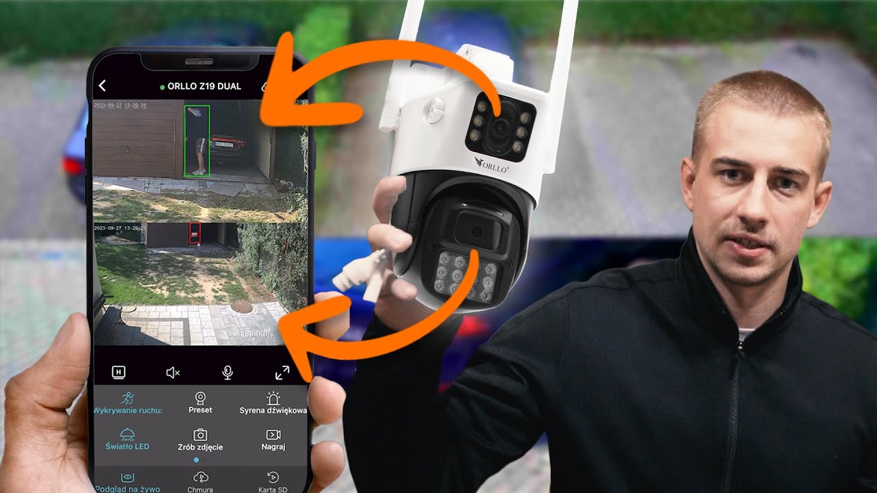 Kamera WiFi ORLLO Z19 👇 2 OBIEKTYWY Podw&oacute;jna Ochrona 👍 Kamera bezprzewodowa Alarm z powiadomieniem