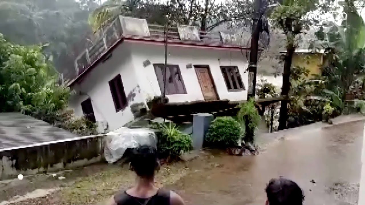 The moment flash flood swept away a house in India