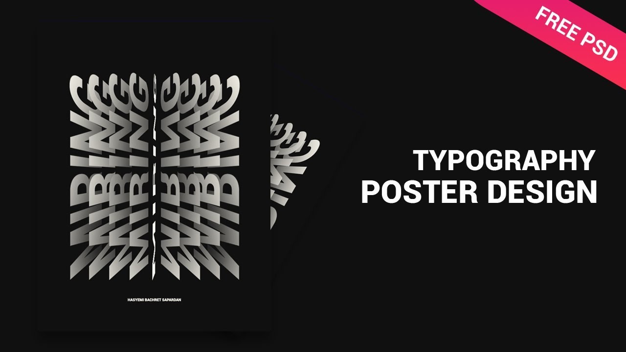 Poster Typography 3D Miring - Tutorial Photoshop CC 2019