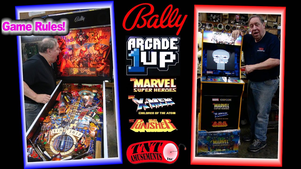 #1593 Bally BLACK ROSE Pinball Machine-ARCADE 1 UP MARVEL SUPER HEROES-PUNISHER-TNT Amusements