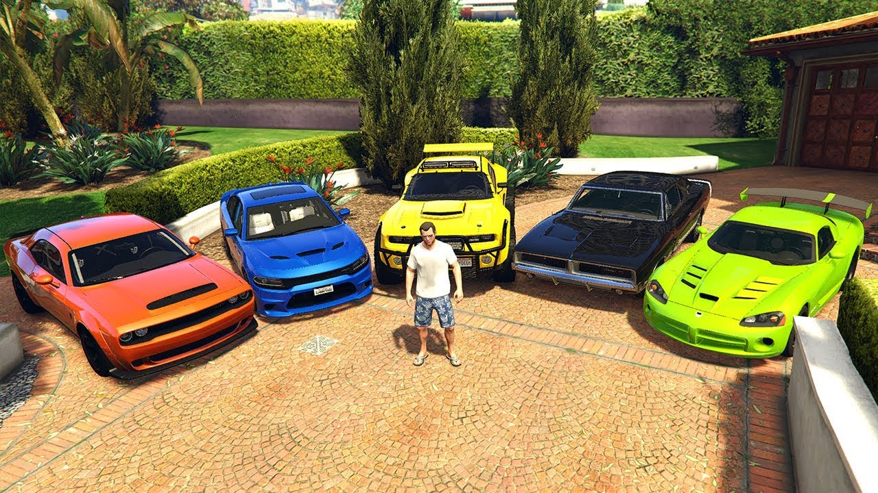 GTA 5 ✪ Stealing Luxury Dodge Cars With Michael ✪ (Real Life Cars)#24