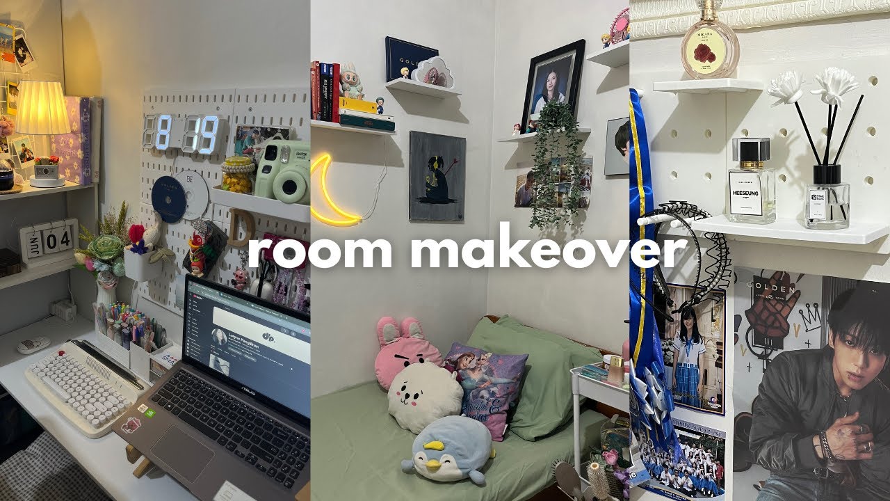 aesthetic small room makeover 🌙 cozy, cleaning, unboxing, decorating + room tour