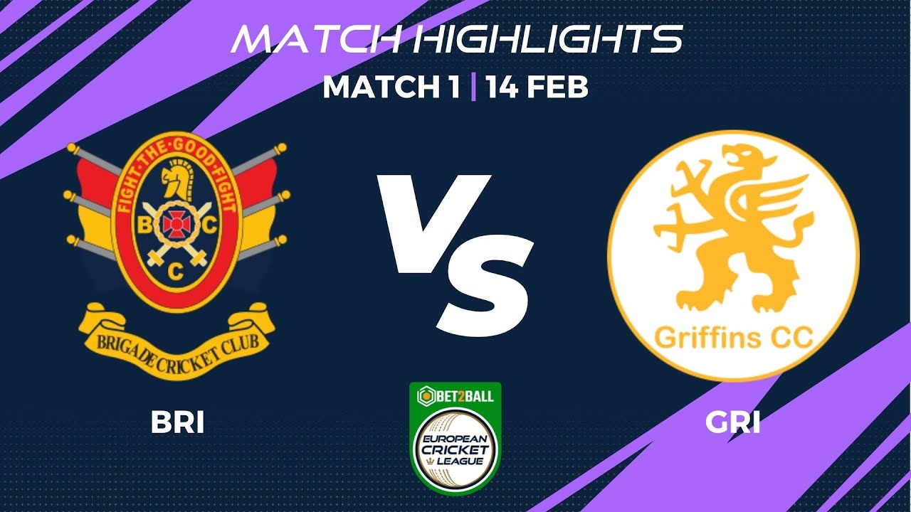 Match 1 - BRI vs GRI | Highlights | Bet2Ball European Cricket League Day 1, Group B |ECL22|ECL22.025