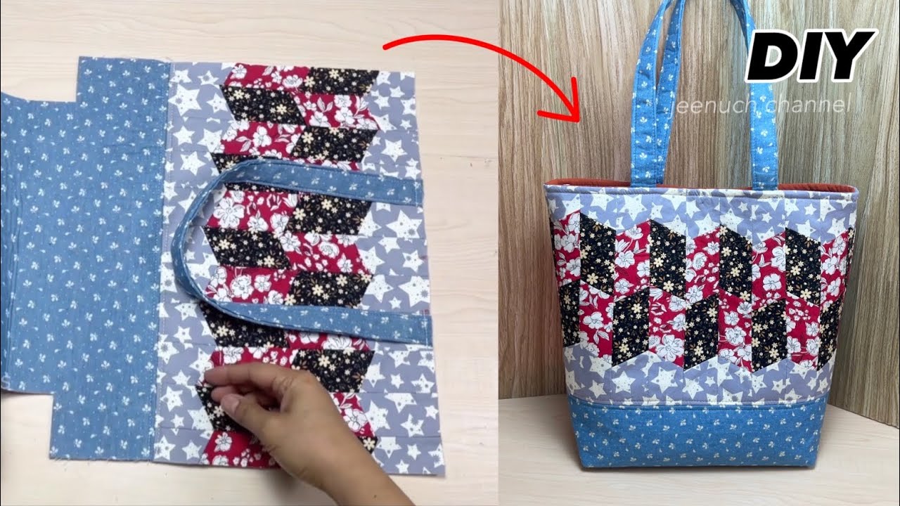 Diy Tote Bag With Scraps Fabric | How to Make Shopping Bag | Sewing Cloth Bag | Sewing Bag Tutorial