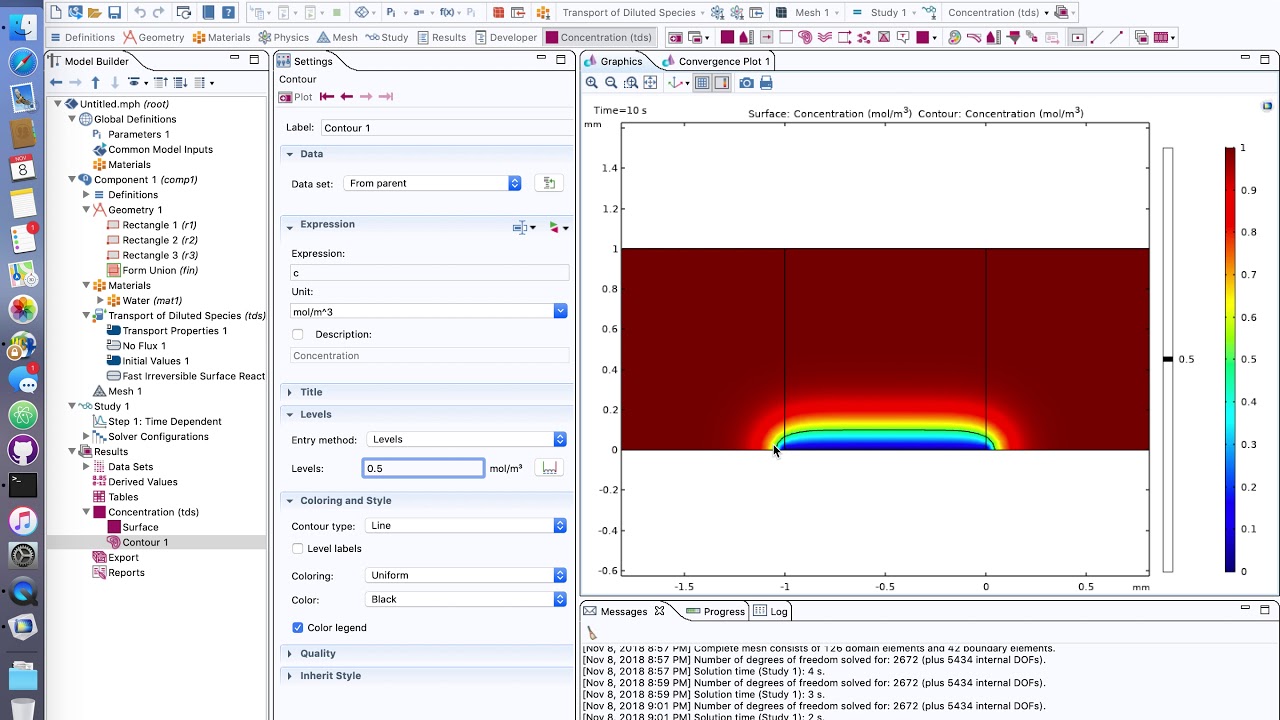 (1/3) Modeling diffusion in a model biosensor using COMSOL Multiphysics