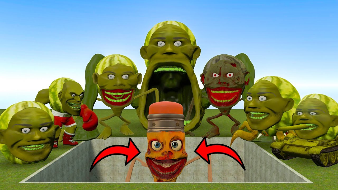 ALL NEW LIN GANG MELON ARMY VS THE GIANT PIT WITH NEW CURSED PAKRAHMATMAMAT TAPES! Garry's Mod