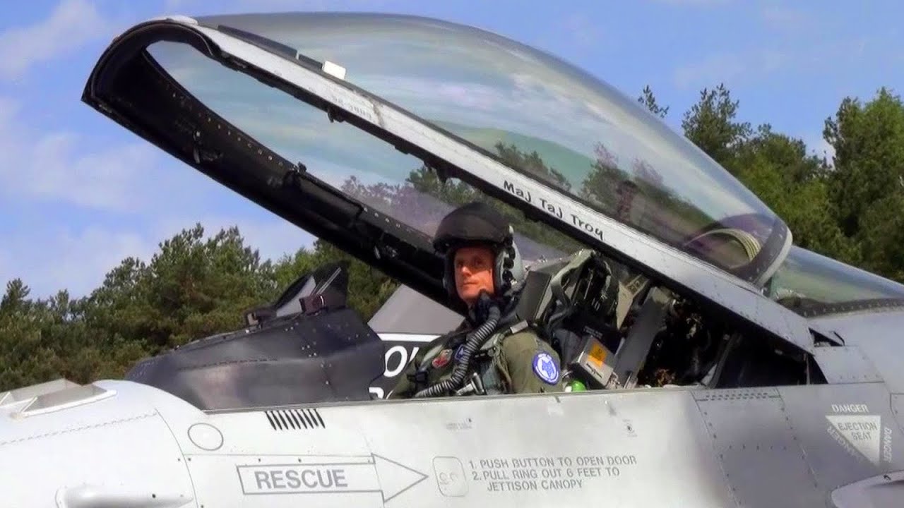 Air National Guard F-16 Fighters Preflight & Takeoff @ Łask Air Base, Poland