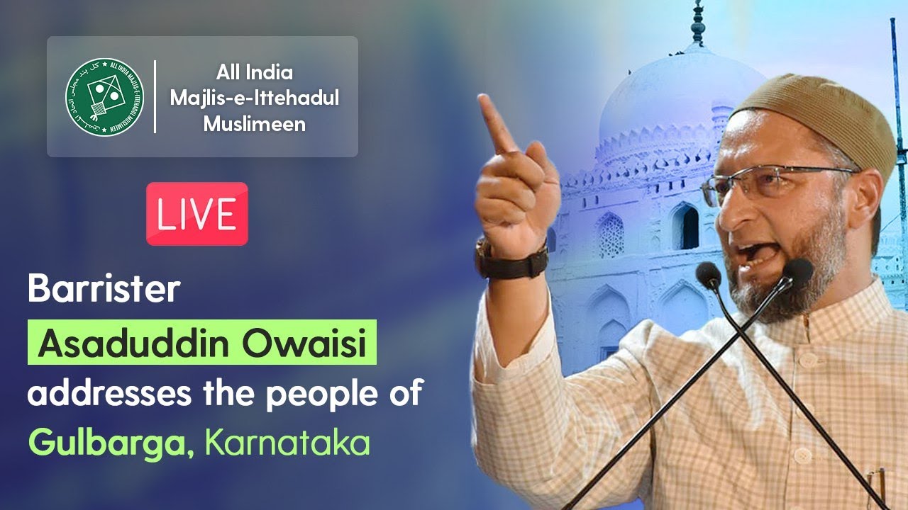 Asaduddin Owaisi addresses a protest public meeting against CAA, NRC and NPR in Gulbarga, Karnataka.