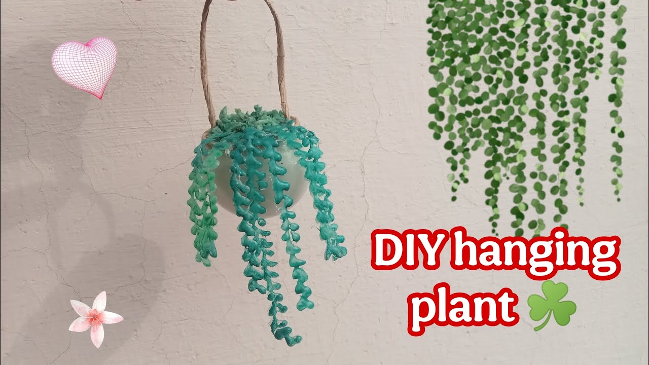 DIY hanging plant| hanging plant from old bulb, shopping bag and glue gun