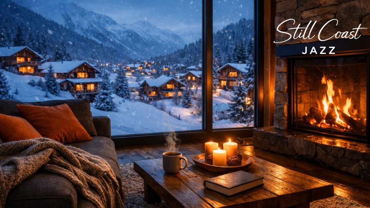 [Winter Jazz Playlist] Snowy Chalet Lounge ❄️ Cozy Fireplace Jazz for Focus, Study & Sleep